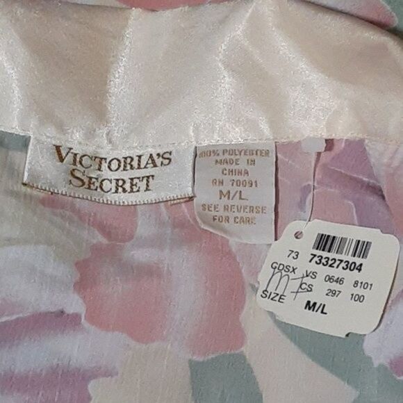 VTG Victoria's Secret Gold Label Floral Semi Sheer Sleep Shirt Button Up Top M/L - Picture 6 of 6